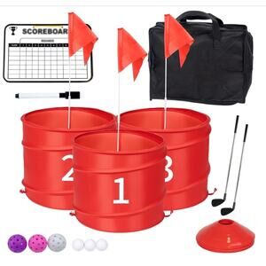 WodGod Backyard Golf Game Set 3 Targets 2 Clubs Portable Outdoor New